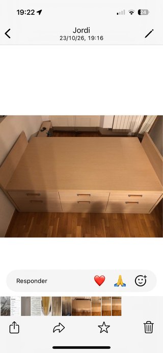 Cama 120x200 de Roble con 6 Cajones