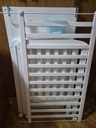Cuna de Bebé de Madera Blanca con Colchón