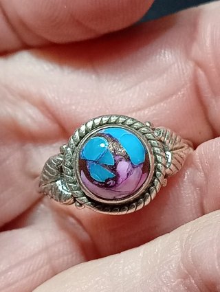 Anillo de Plata  turquesa ydalia algodón de azucar