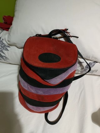 Mochila de Piel de Ante Multicolor