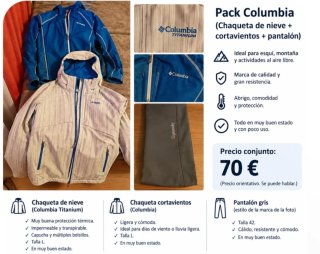 Pack Columbia: 2 Chaquetas y Pantalón