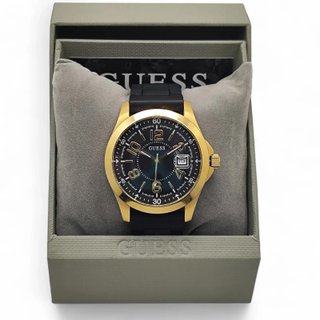 RELOJ GUESS GW0058G2 ESFERA NEGRA/DORADA CORREA SILICONA + CAJA