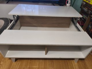 Mesa de centro elevable blanca/madera