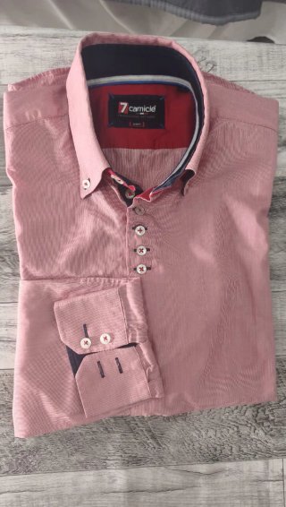 Camisa 7camicie Rosa Talla M color rosa vino