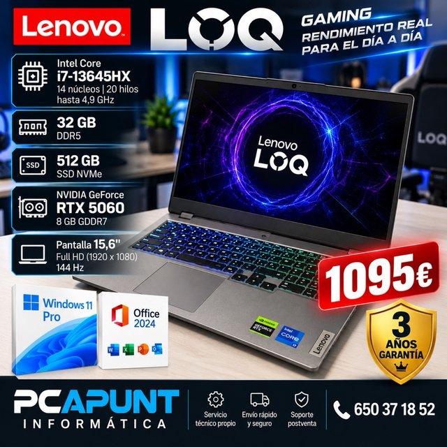 PORTATIL LENOVO LOQ GAMING I7 13GEN 32GB 5060
