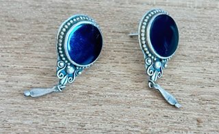 Pendientes de Plata 925 con Piedra Negra