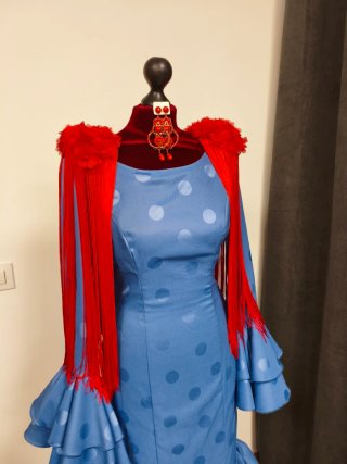 Conjunto de Flamenca Azul y Rojo