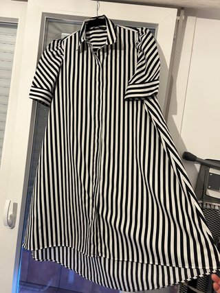 Vestido Zara Rayas Blanco y Negro Talla L
