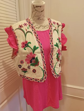 CHALECO ZARA BORDADO, T-XXL