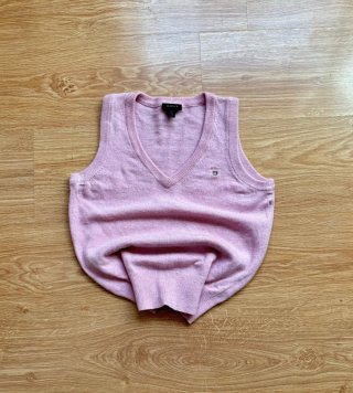 Vintage Gant Pink Wool Sweater Vest Size S V Neck