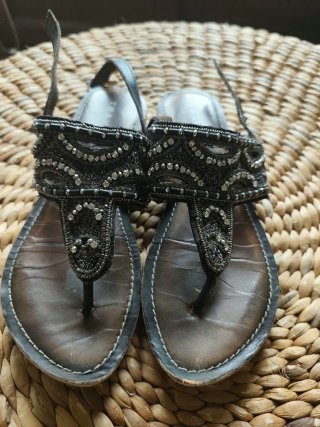 Sandalias Negras con Pedrería