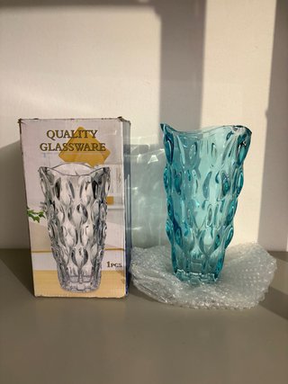 Vaso in vetro color ottanio 25 cm