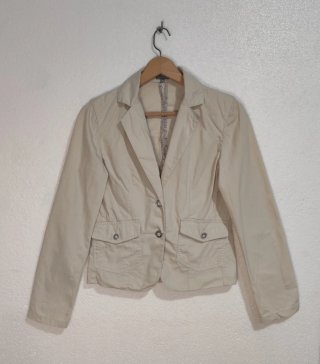 Chaqueta Blazer NaF NaF Beige 100% Algodón Talla M
