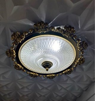 3 Plafones Antiguos de Metal y Cristal