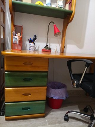 Cama y Escritorio Juvenil con Estantería