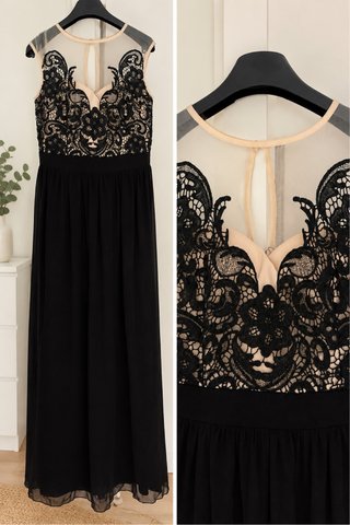 Vestido largo Little Mistress negro y nude