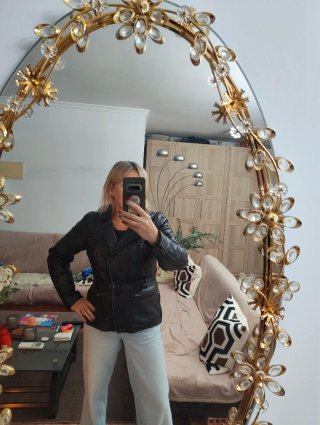 Chaqueta Motera de Cuero Negra