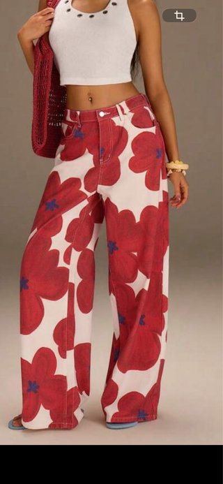 Pantalones de tiro alto con estampado floral