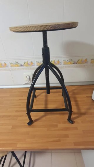 Taburete Industrial de Metal y Madera