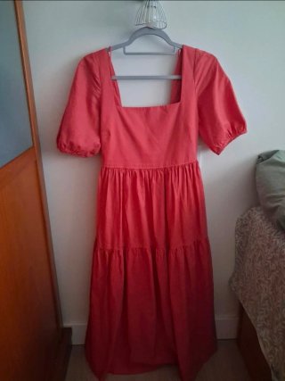 Vestido Estilo Cottagecore tono coral