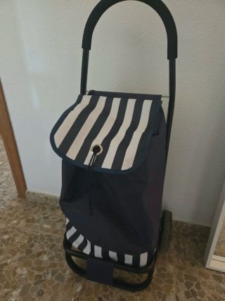 Carrito de la compra azul y blanco