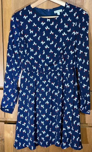 Vestido Kling Azul Estampado Perritos Talla XS