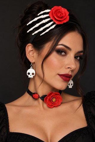 Kit Disfraz Halloween Calavera y Rosas