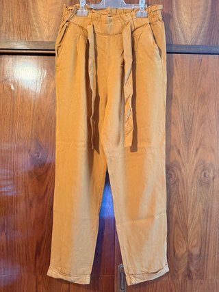 Pantalón Mostaza Paperbag con Cinturón - Talla M