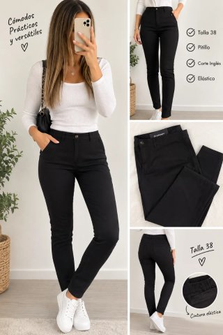 Pantalones Negros Corte Inglés Talla 38