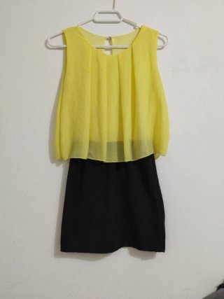 Vestido bicolor amarillo y negro