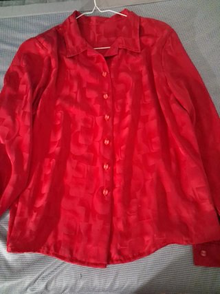 Camisa Roja Estampada Manga Larga