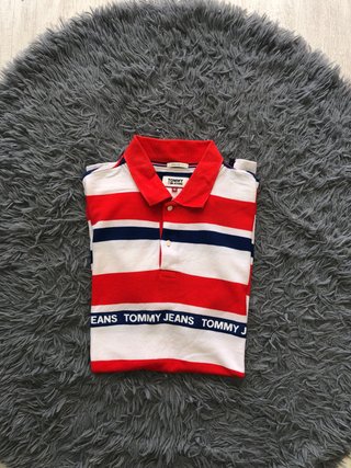Polo Tommy Jeans - Rayas Rojo y Blanco
