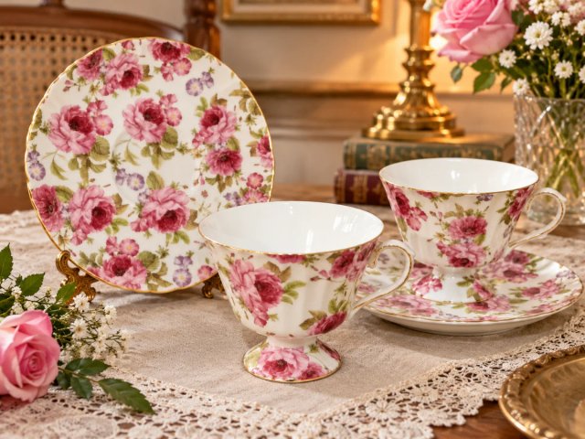 Juego de Té Vintage Porcelana Estilo Royal Albert