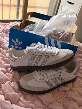 Zapatillas Adidas Samba Glitter Blanco y Plata