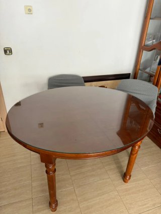 Mesa de Comedor Redonda de Madera y Cristal