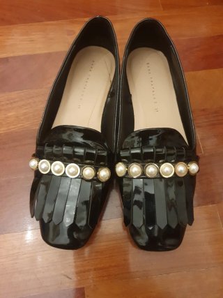 Mocasines Zara Charol Negro Talla 37