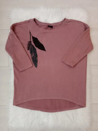 Jersey Rosa con Estampado de Plumas