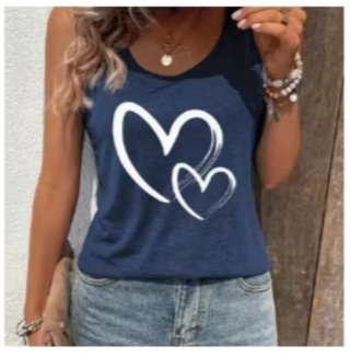 Blusa Azul con Estampado de Corazones Talla L