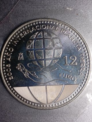 Moneda Plata 12 Euros 2008 precinto original.