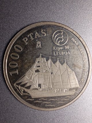 Moneda plata 1000 Pesetas Juan Sebastián Elcano