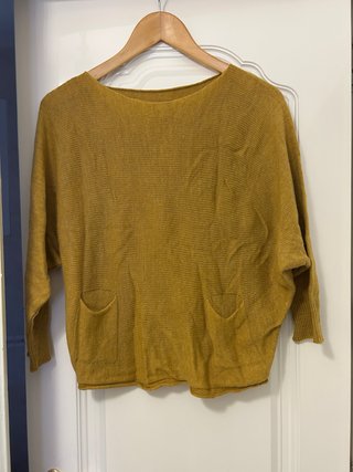Jersey Oversize Punto Fino Mostaza