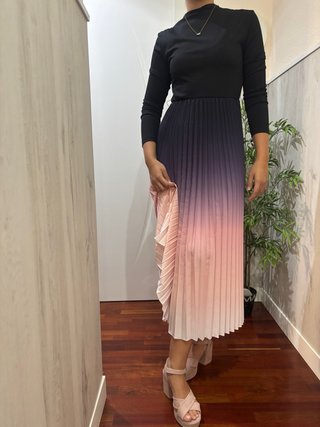 Vestido largo plisado degradado