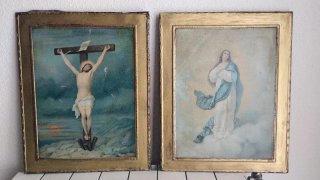 Pareja de Cromolitografías Religiosas