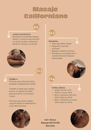 Masaje terapeutico. Masaje Californiano.