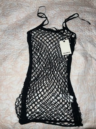 Vestido de red negro con abalorios Pull&Bear