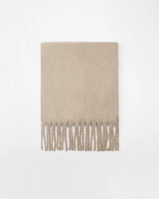 Bufanda de Zara gruesa con flecos beige