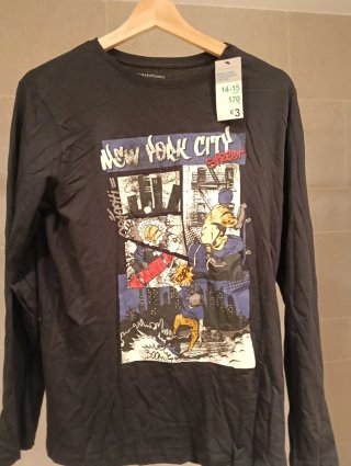 Camiseta Manga Larga Negra Primark