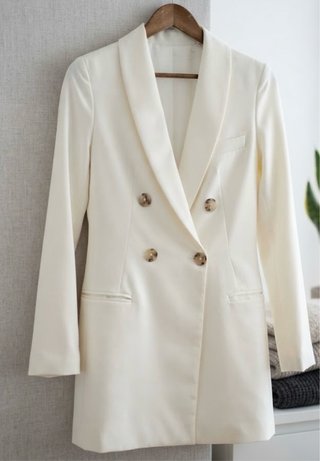 Americana Blazer Vestido Blanca