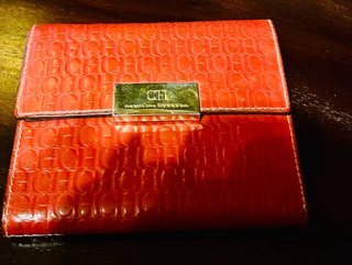 Billetera Monedero Piel Carolina Herrera Roja