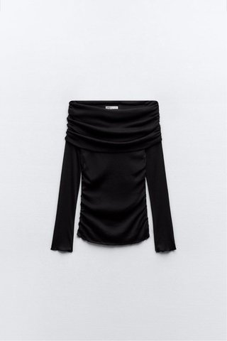 Jersey Zara Hombros Descubiertos Negro Talla S